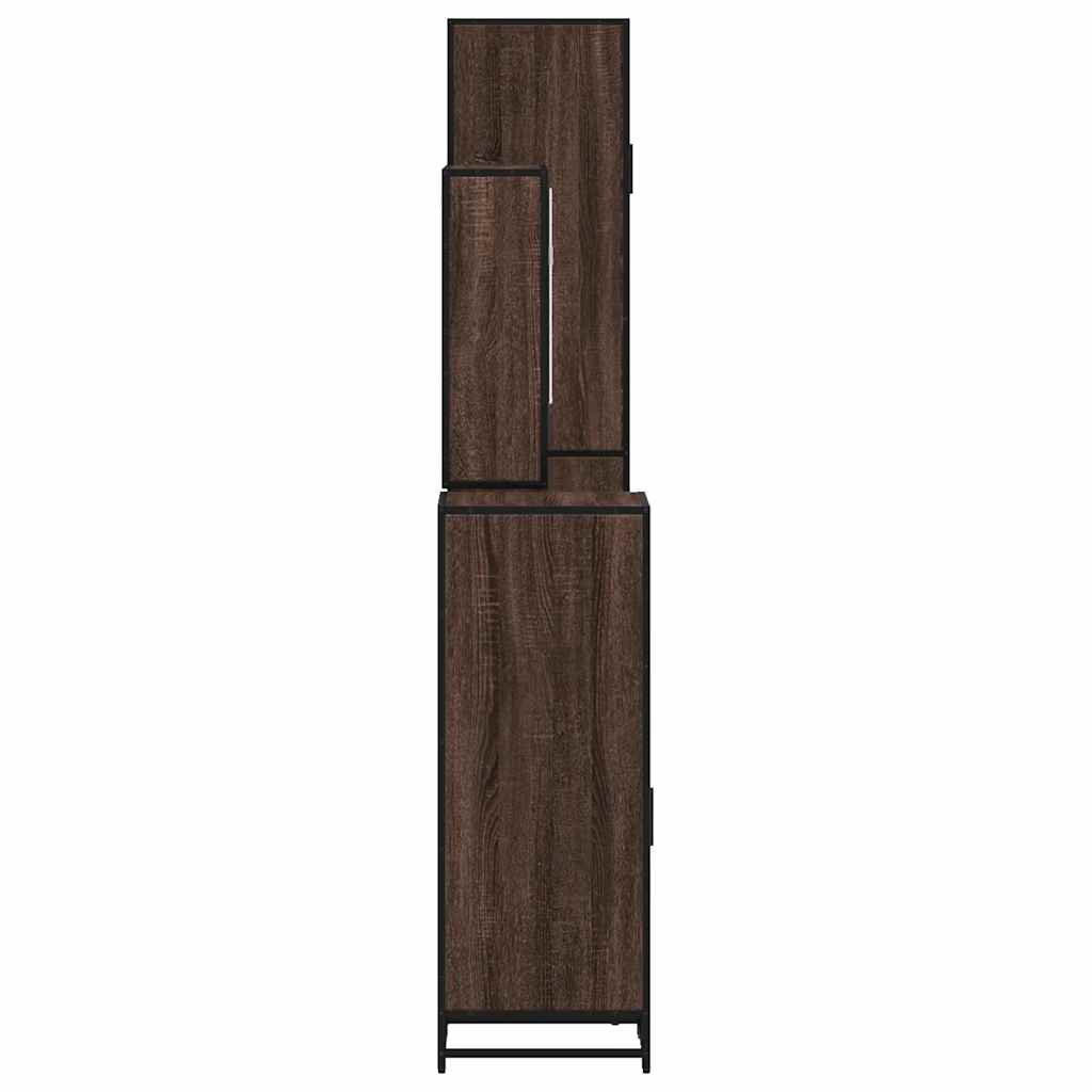 4 Piece Bathroom Furniture Set Brown Oak Engineered Wood
