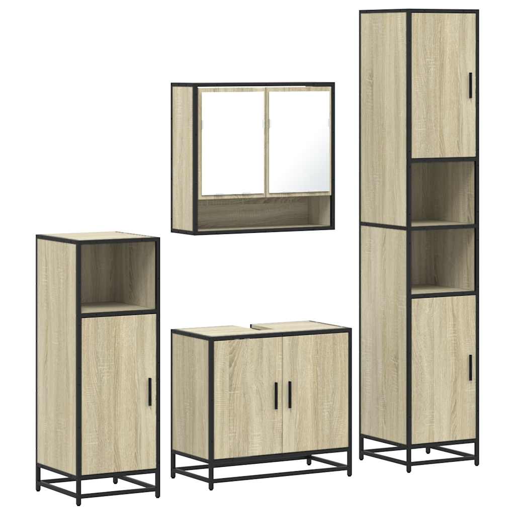 4 Piece Bathroom Furniture Set Sonoma Oak Engineered Wood