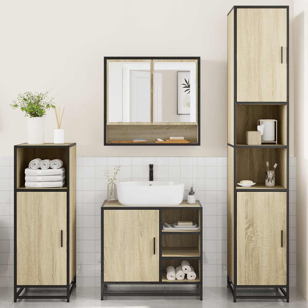 4 Piece Bathroom Furniture Set Sonoma Oak Engineered Wood