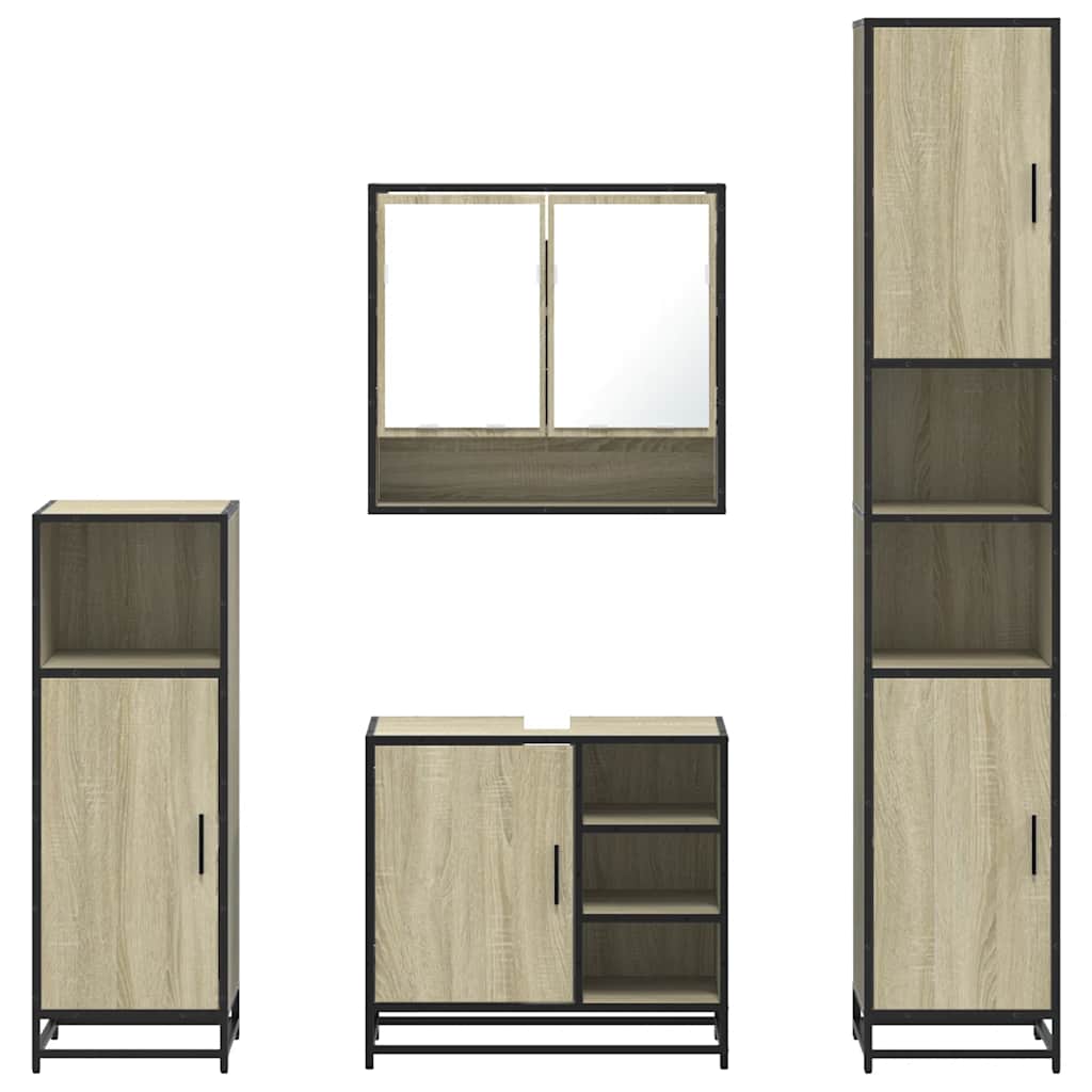 4 Piece Bathroom Furniture Set Sonoma Oak Engineered Wood