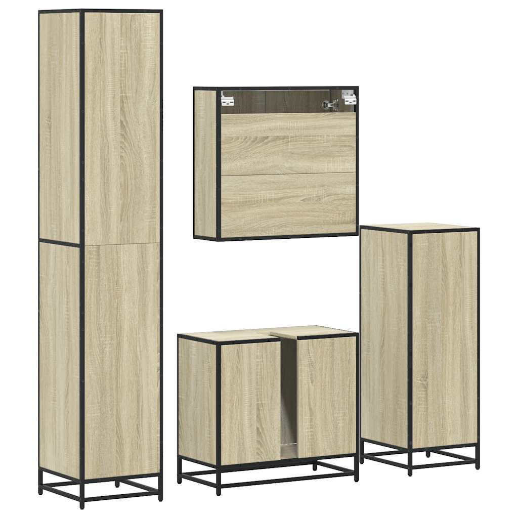 4 Piece Bathroom Furniture Set Sonoma Oak Engineered Wood