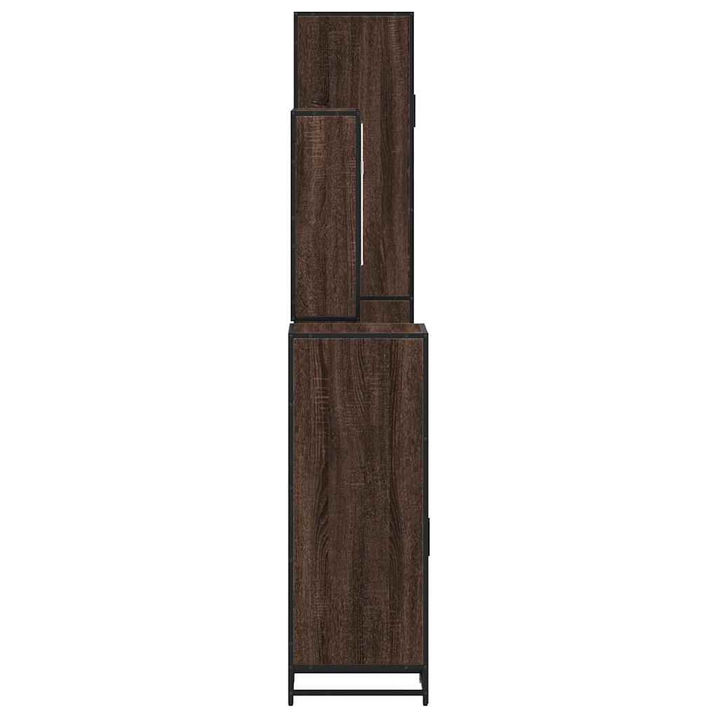 4 Piece Bathroom Furniture Set Brown Oak Engineered Wood