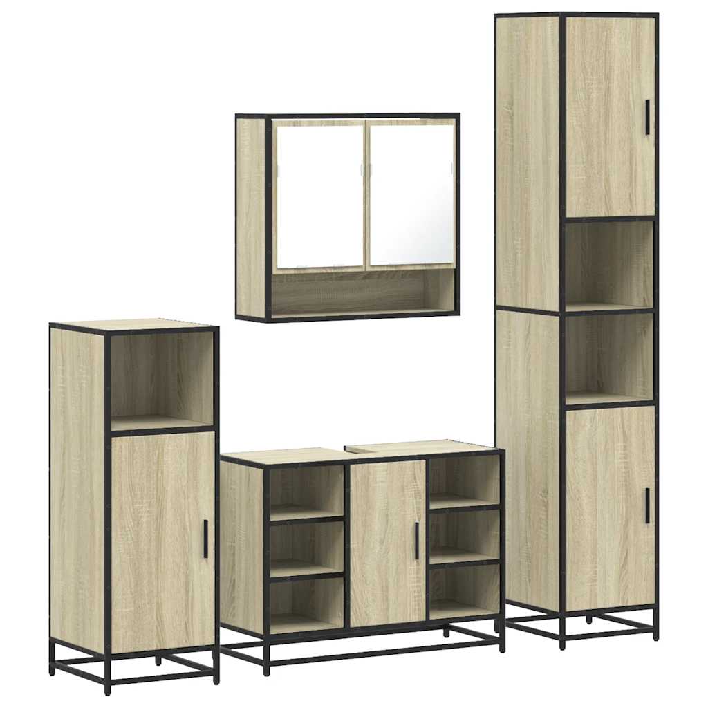 4 Piece Bathroom Furniture Set Sonoma Oak Engineered Wood
