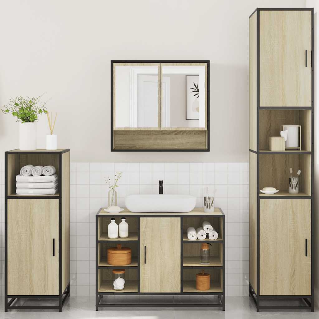 4 Piece Bathroom Furniture Set Sonoma Oak Engineered Wood