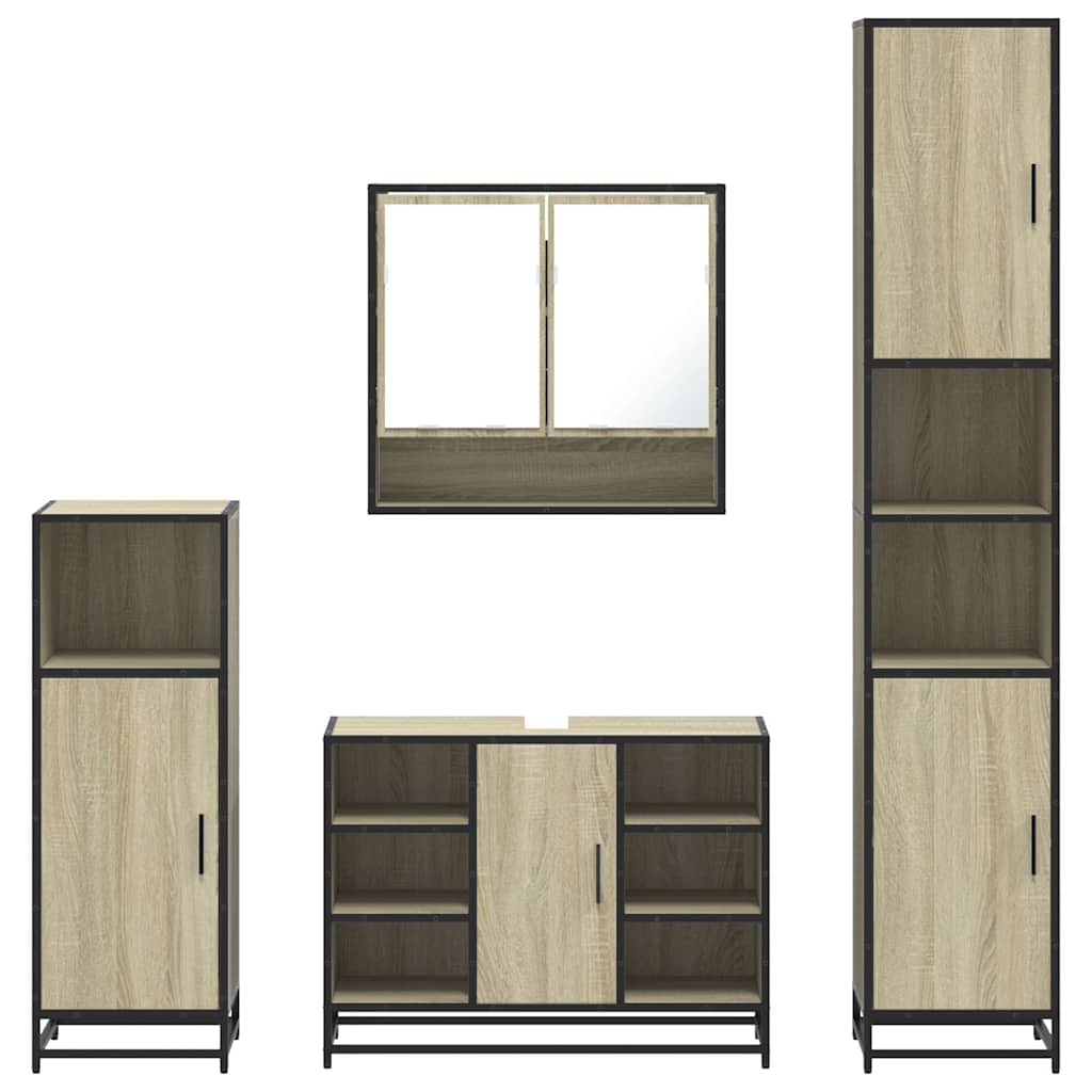 4 Piece Bathroom Furniture Set Sonoma Oak Engineered Wood