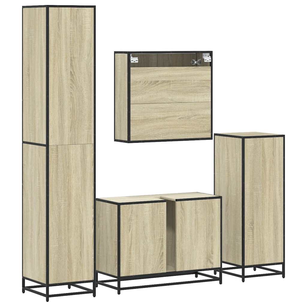 4 Piece Bathroom Furniture Set Sonoma Oak Engineered Wood