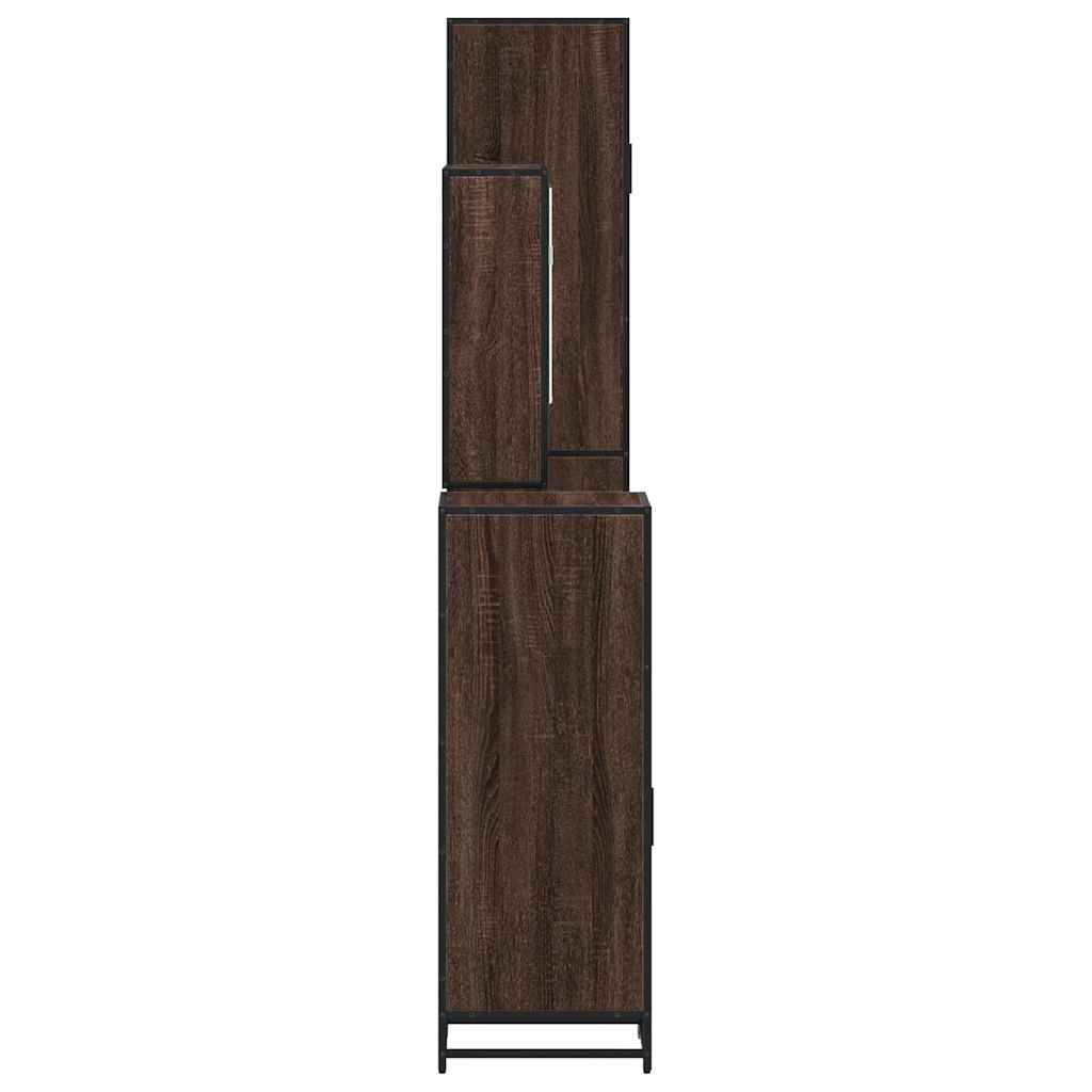 4 Piece Bathroom Furniture Set Brown Oak Engineered Wood