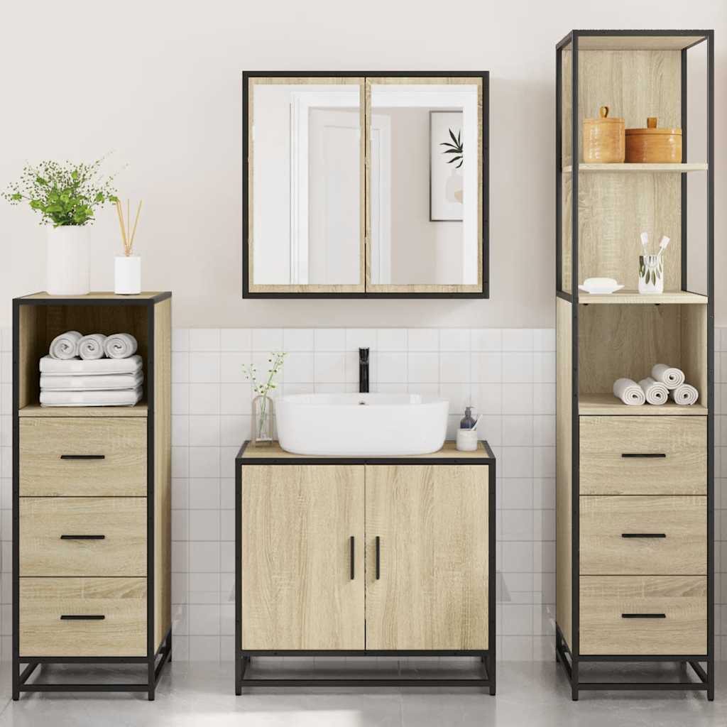 4 Piece Bathroom Furniture Set Sonoma Oak Engineered Wood