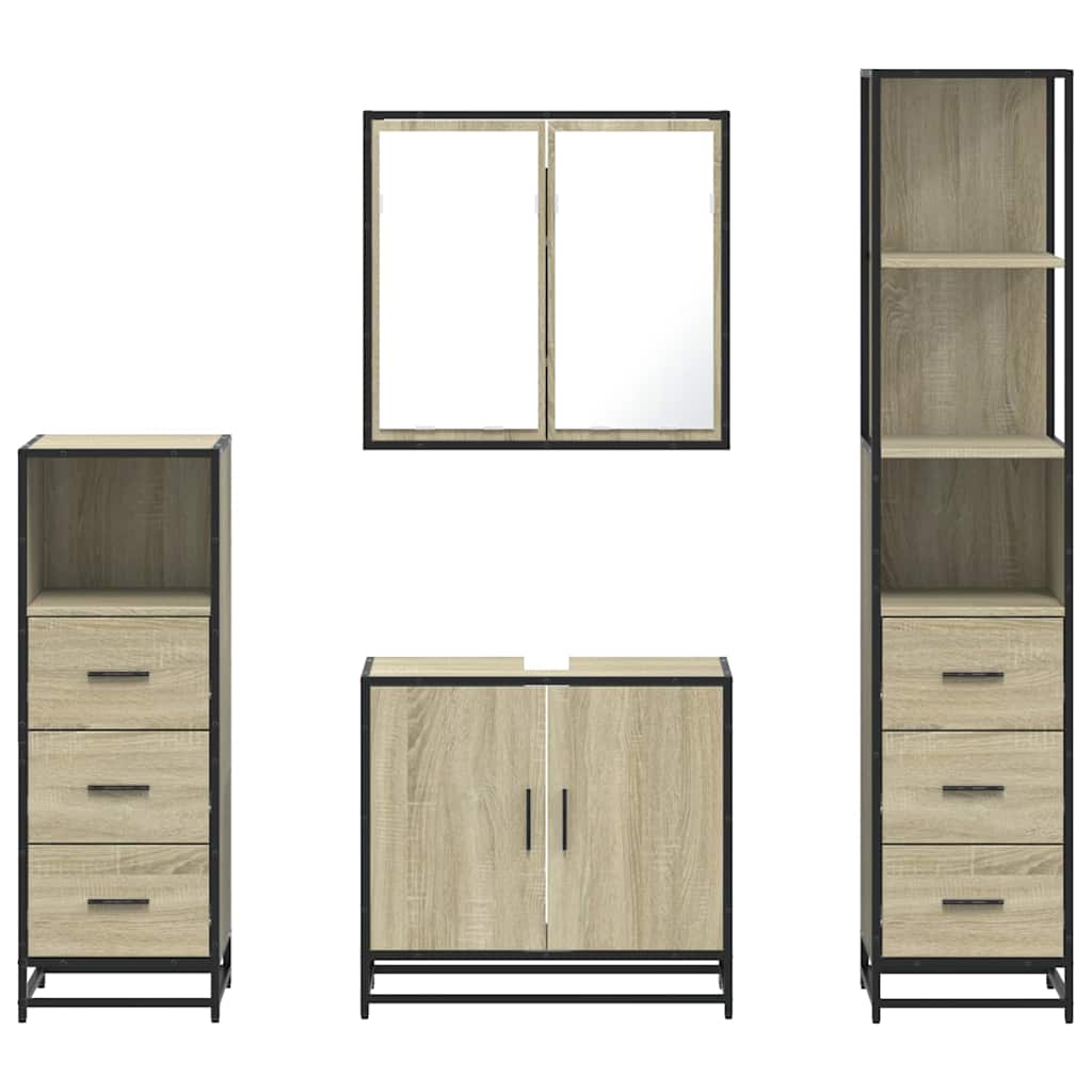 4 Piece Bathroom Furniture Set Sonoma Oak Engineered Wood
