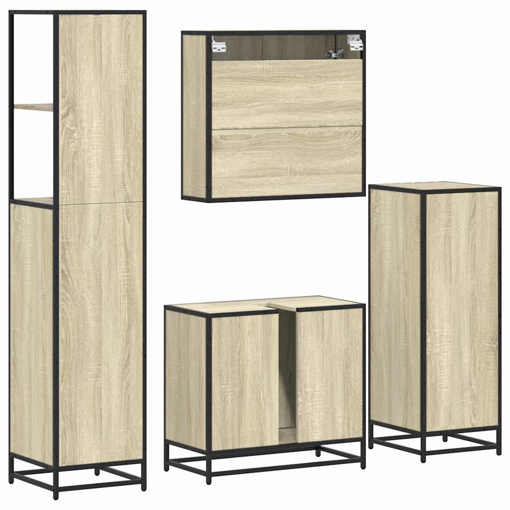 4 Piece Bathroom Furniture Set Sonoma Oak Engineered Wood