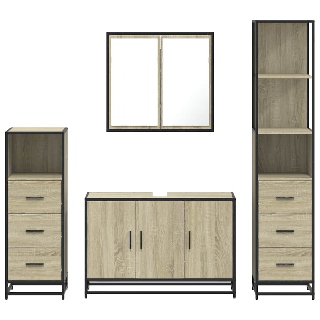4 Piece Bathroom Furniture Set Sonoma Oak Engineered Wood