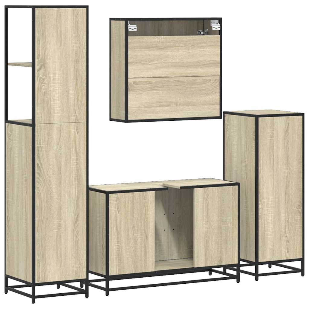 4 Piece Bathroom Furniture Set Sonoma Oak Engineered Wood