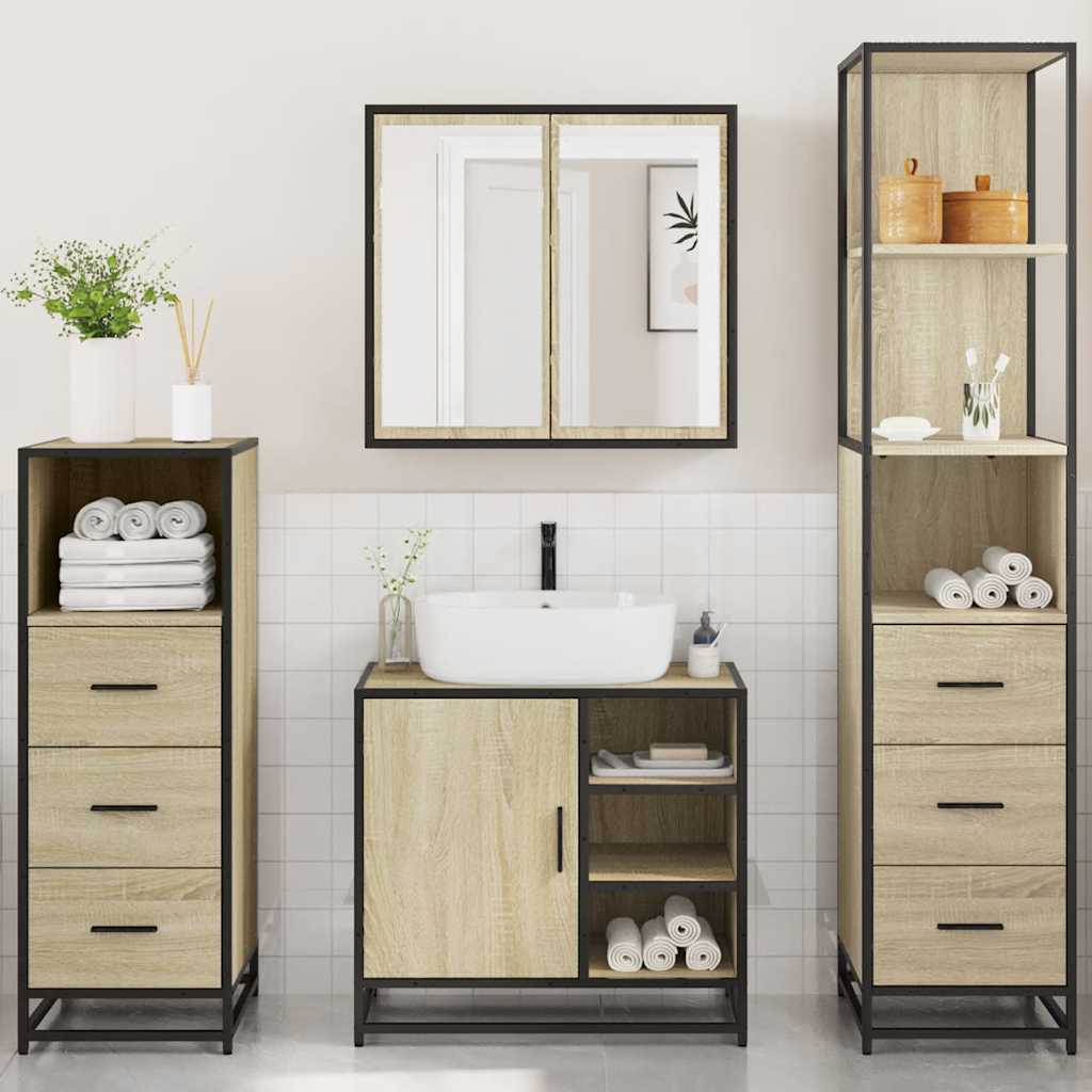 4 Piece Bathroom Furniture Set Sonoma Oak Engineered Wood
