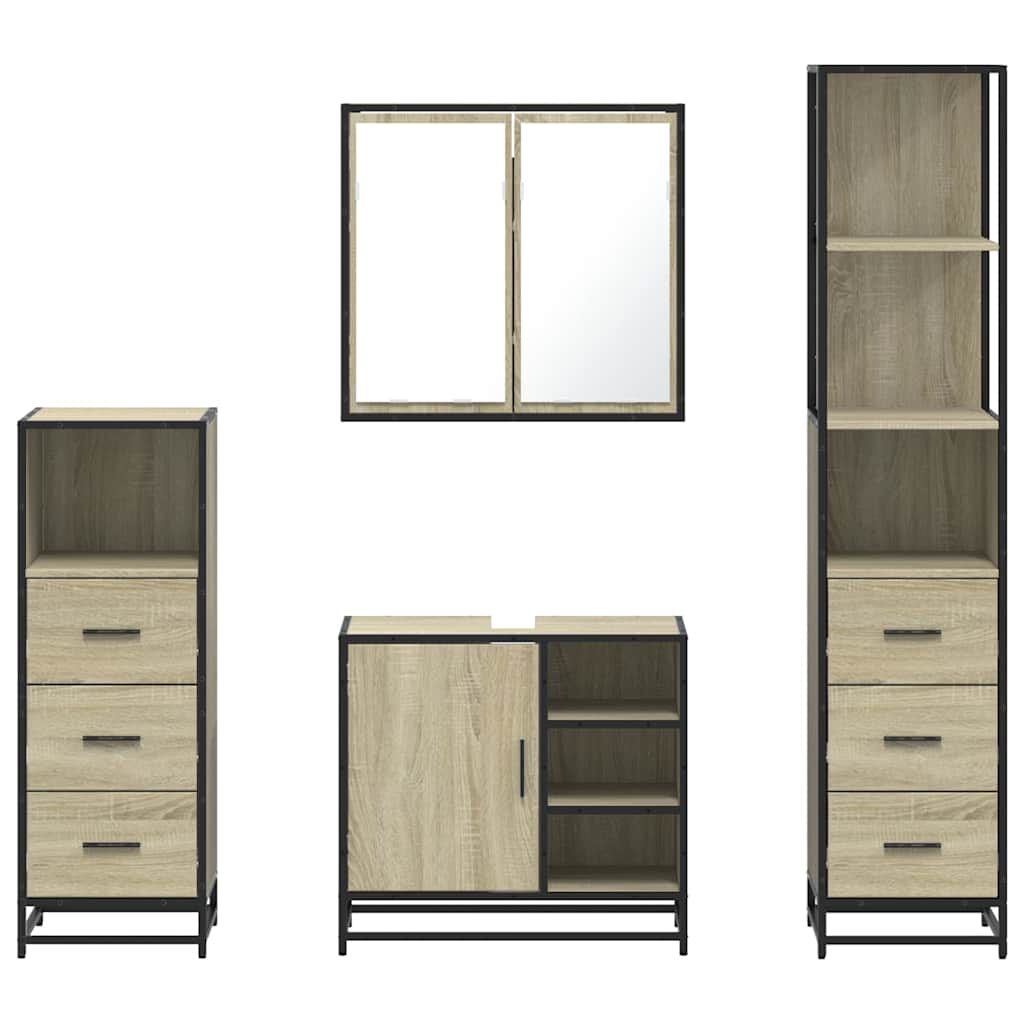 4 Piece Bathroom Furniture Set Sonoma Oak Engineered Wood