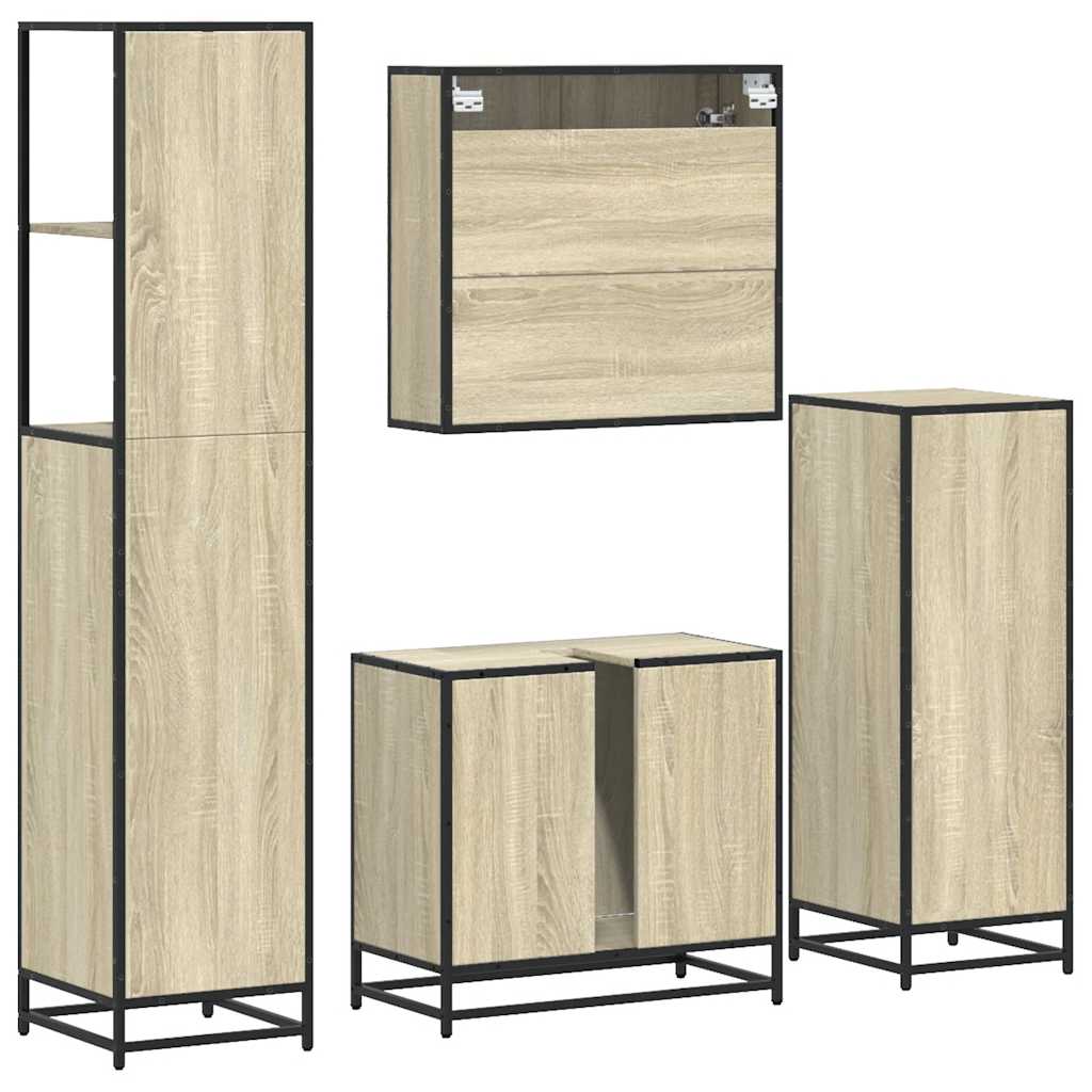4 Piece Bathroom Furniture Set Sonoma Oak Engineered Wood