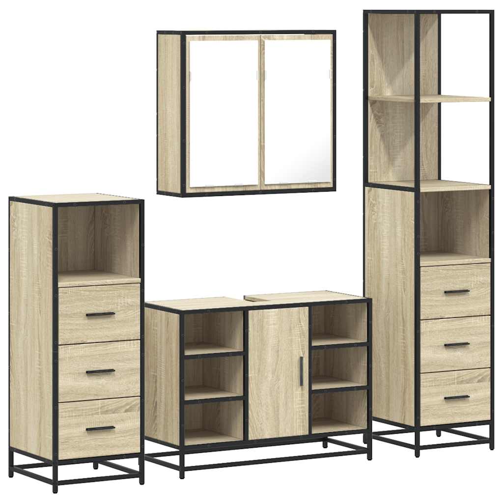 4 Piece Bathroom Furniture Set Sonoma Oak Engineered Wood