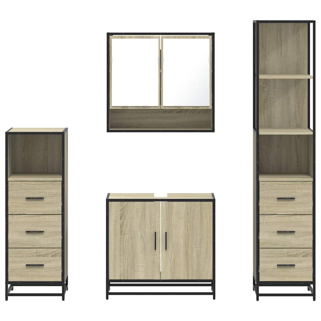 4 Piece Bathroom Furniture Set Sonoma Oak Engineered Wood
