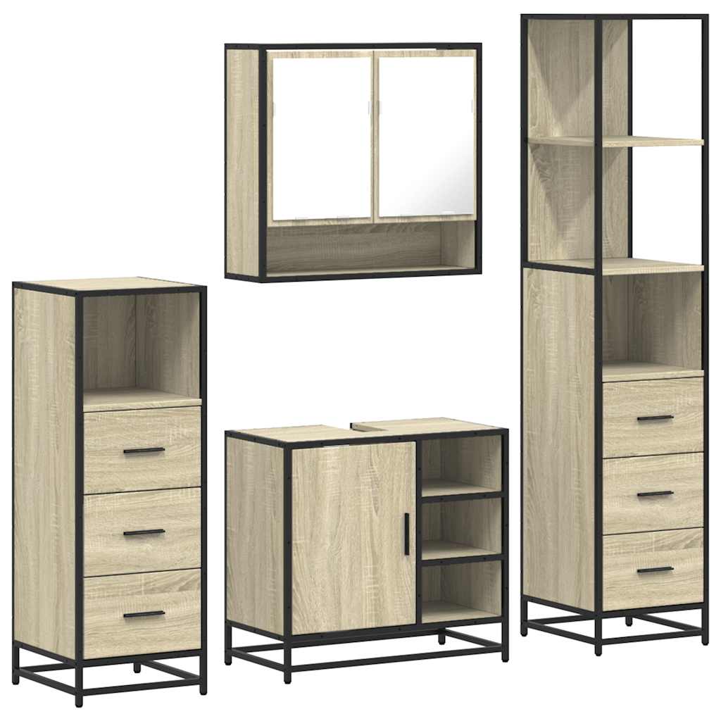4 Piece Bathroom Furniture Set Sonoma Oak Engineered Wood