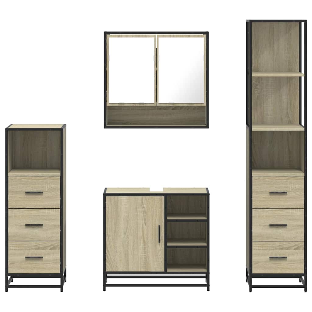 4 Piece Bathroom Furniture Set Sonoma Oak Engineered Wood