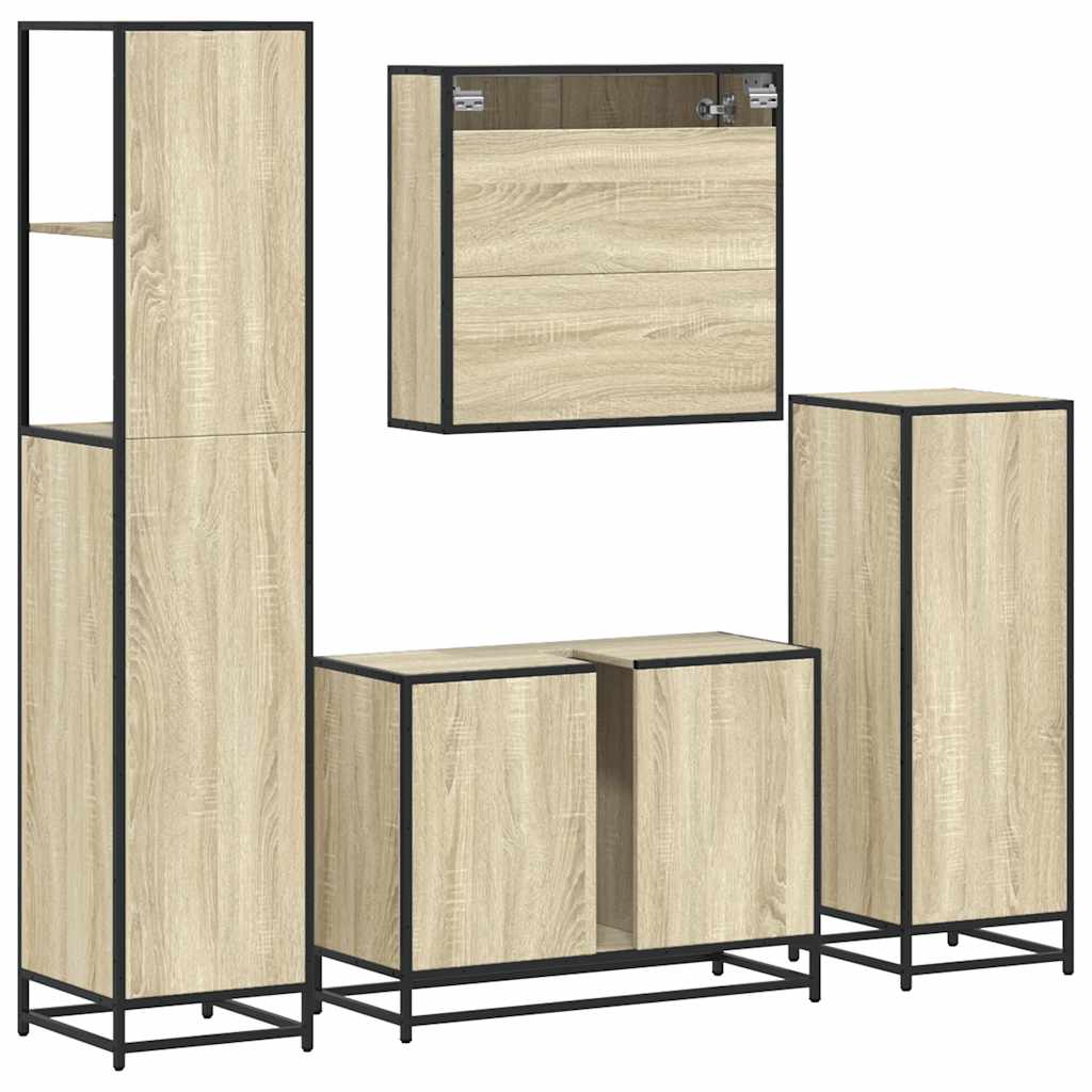 4 Piece Bathroom Furniture Set Sonoma Oak Engineered Wood