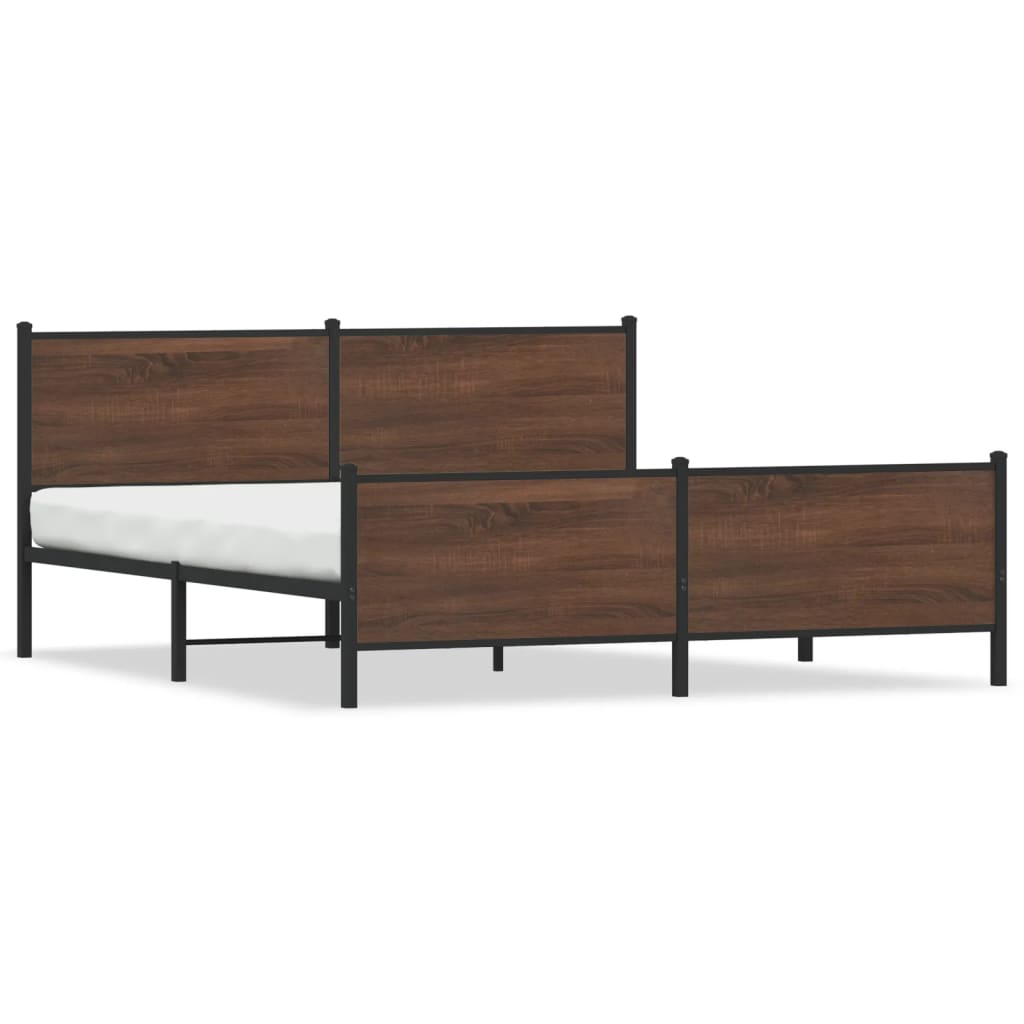 Metal Bed Frame without Mattress Brown Oak 180x200 cm Super King