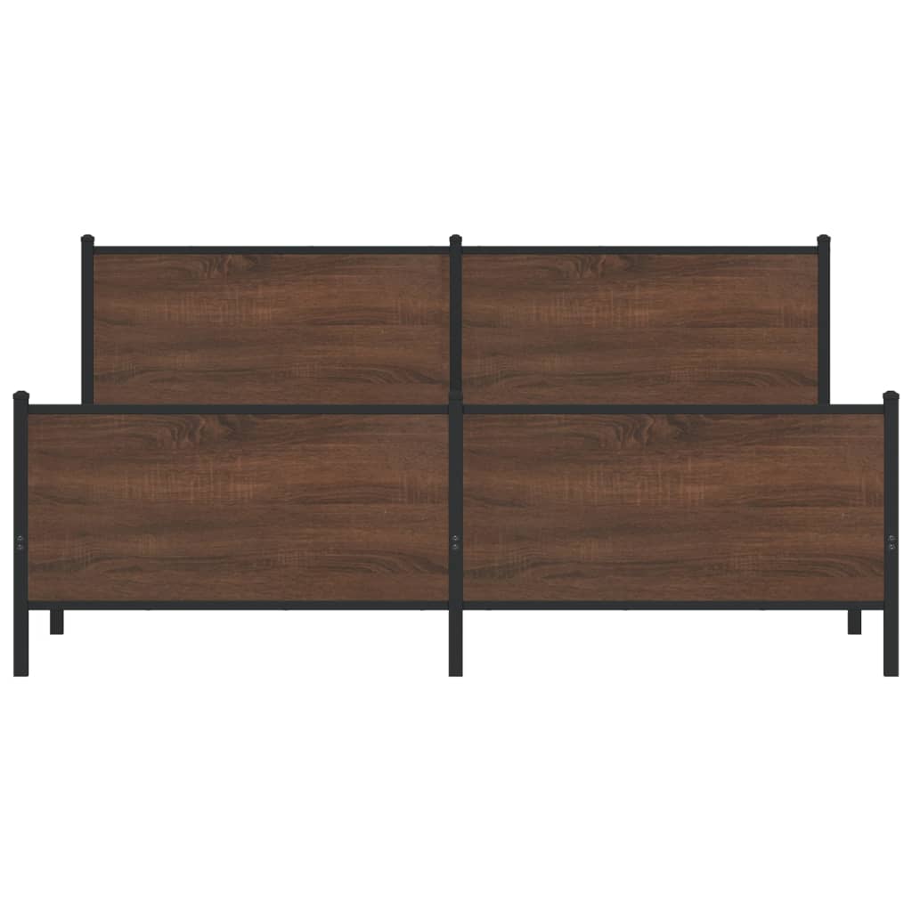 Metal Bed Frame without Mattress Brown Oak 180x200 cm Super King