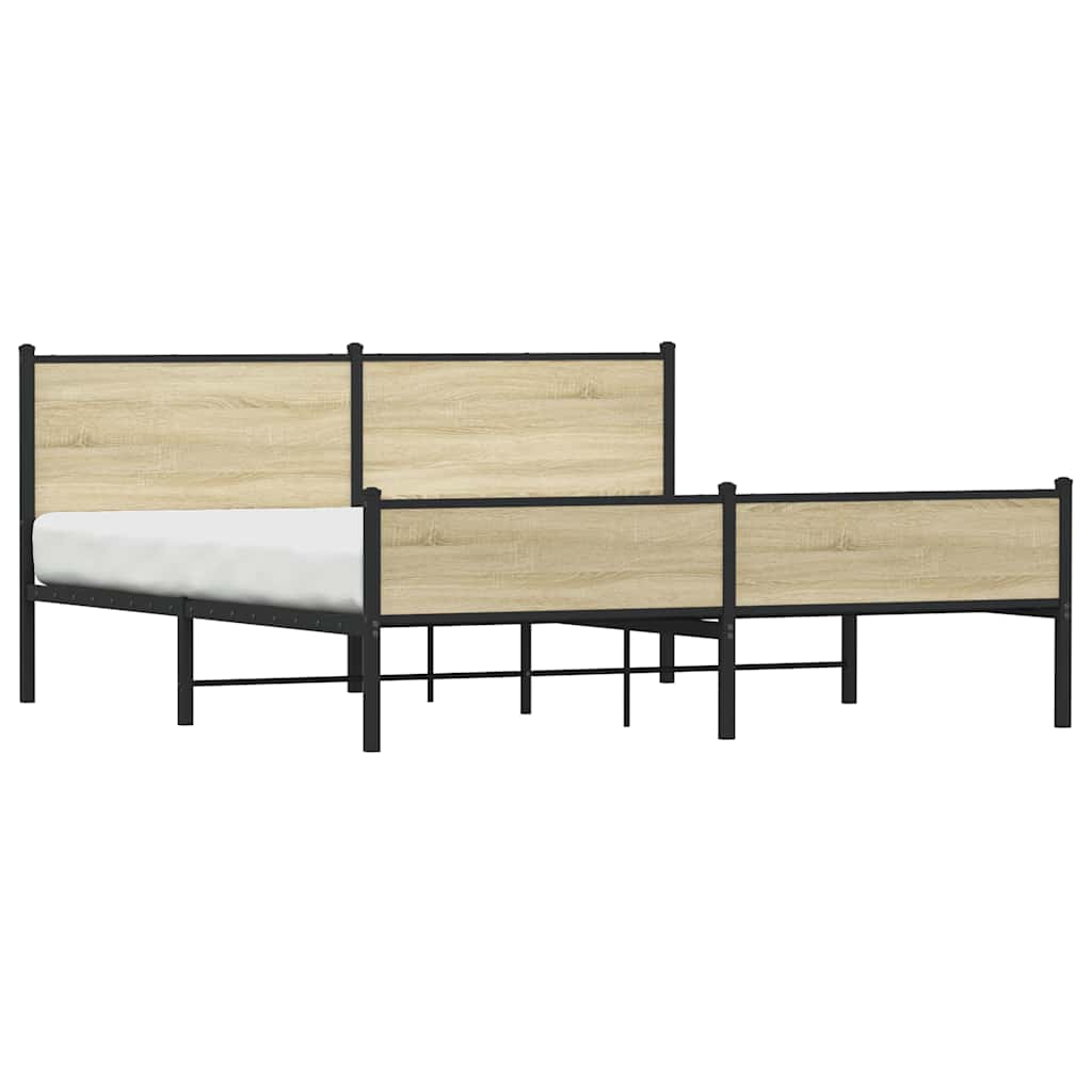 Metal Bed Frame without Mattress Sonoma Oak 180x200 cm Super King