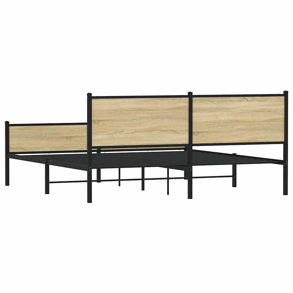 Metal Bed Frame without Mattress Sonoma Oak 180x200 cm Super King
