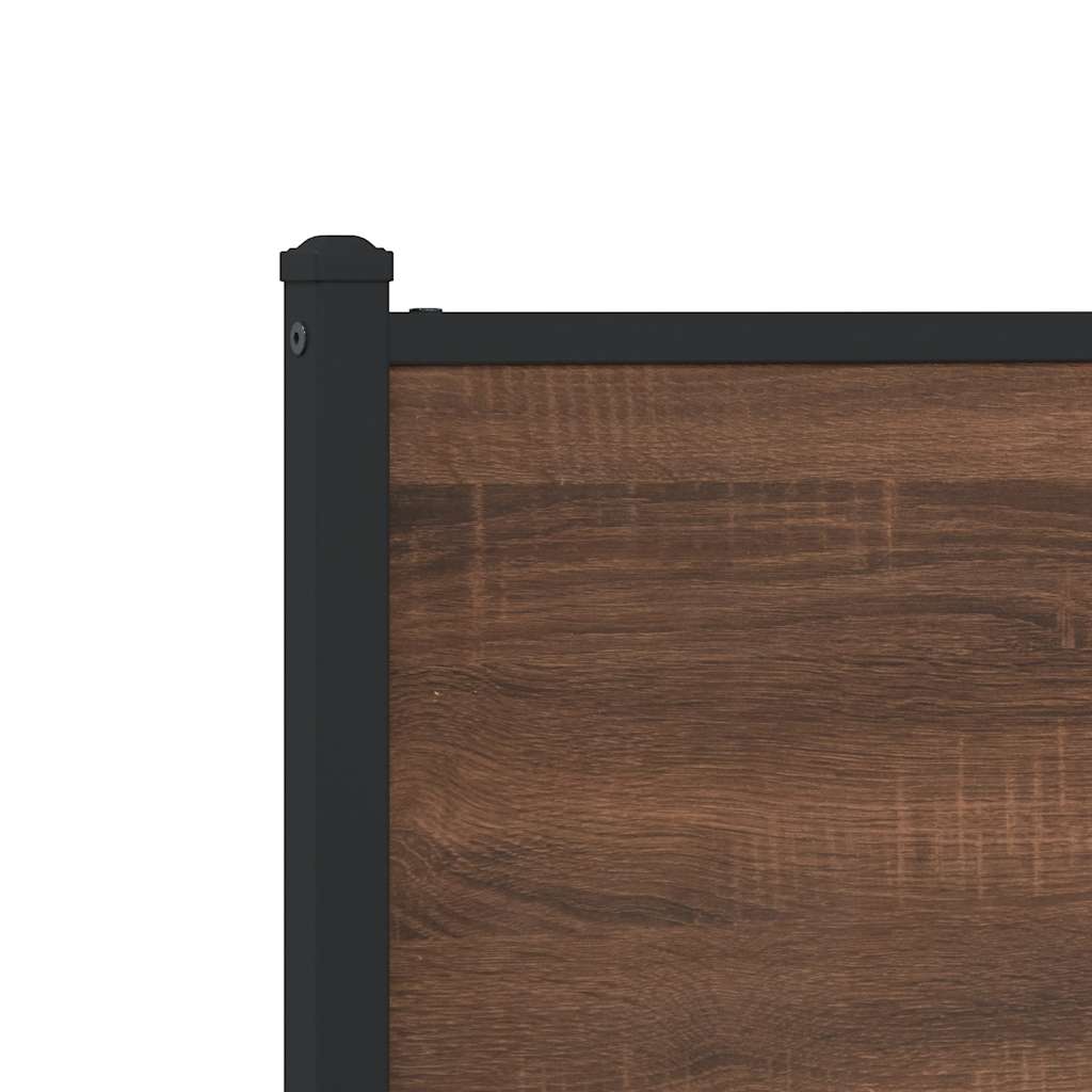 Metal Bed Frame without Mattress Brown Oak 183x213 cm