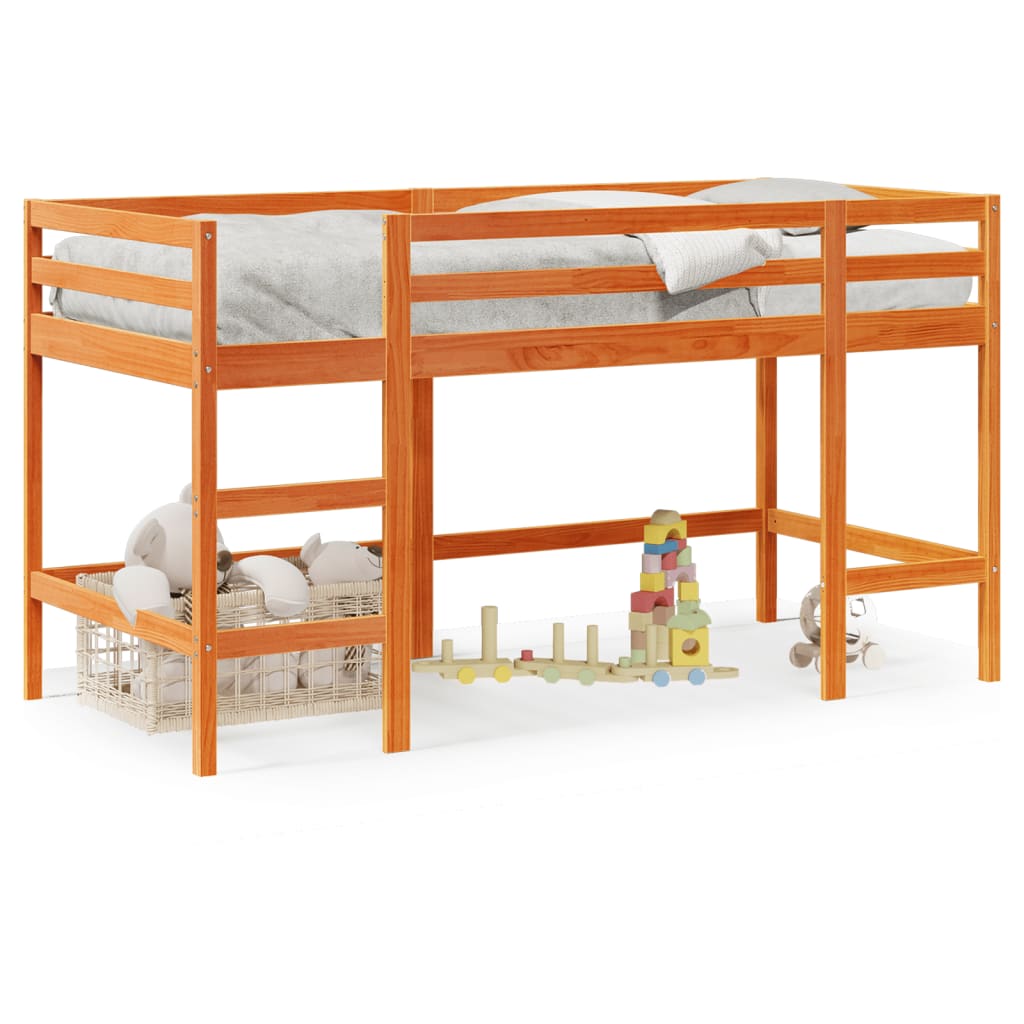 Wax Brown Kids' Loft Bed with Ladder 80x200 cm - No Mattress Included