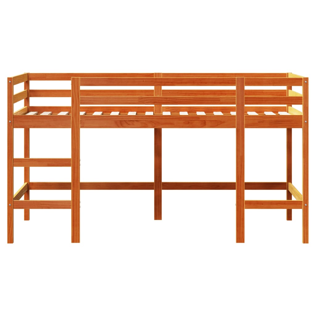 Wax Brown Kids' Loft Bed with Ladder 80x200 cm - No Mattress Included