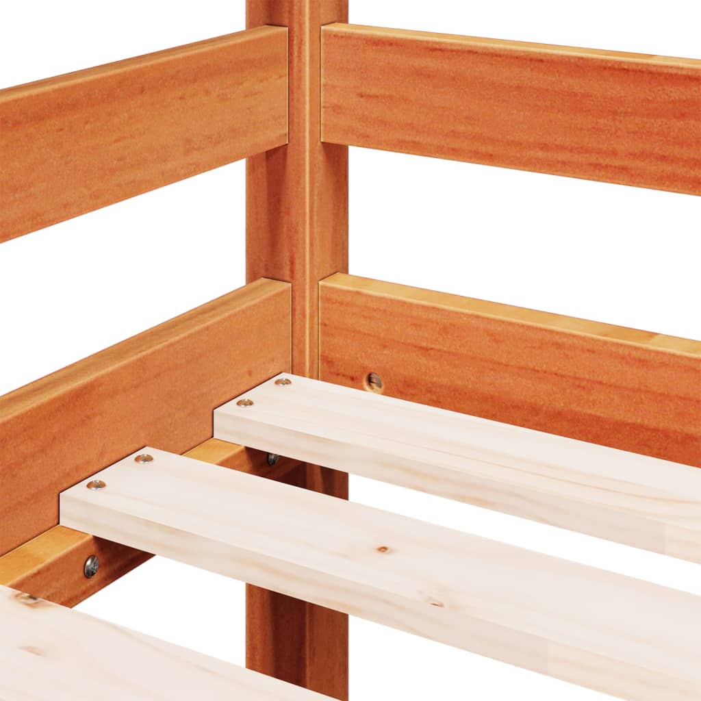 Wax Brown Kids' Loft Bed with Ladder 80x200 cm - No Mattress Included