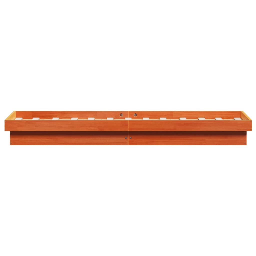 Wax Brown LED Bed Frame, Solid Wood, 75x190cm, No Mattress
