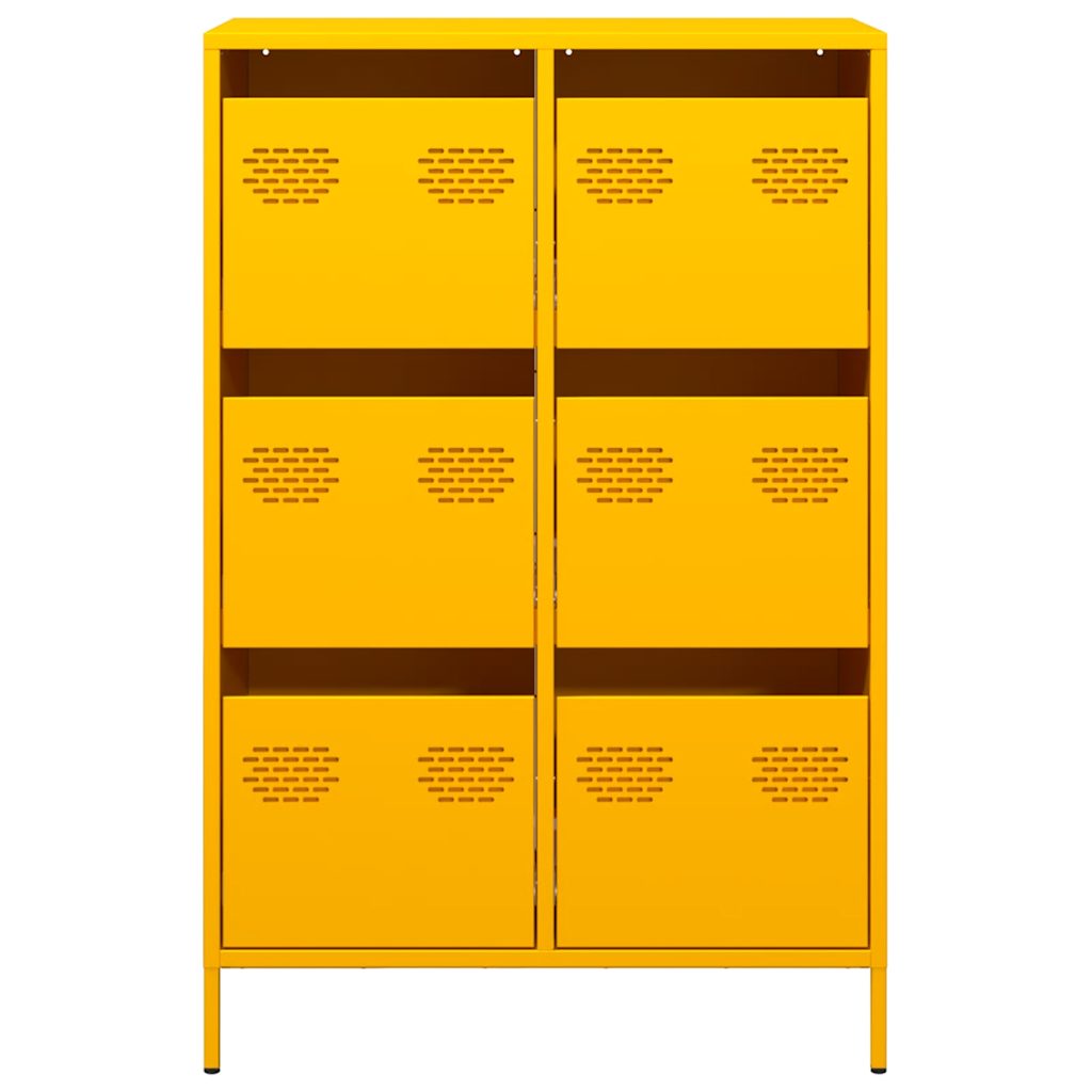 Mustard Yellow Steel Highboard - 68x39x101.5 cm Storage Unit