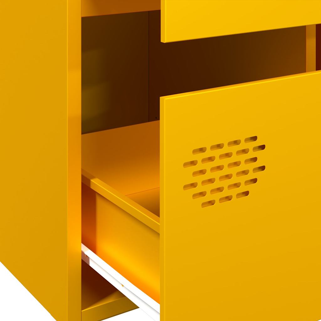 Mustard Yellow Steel Highboard - 68x39x101.5 cm Storage Unit