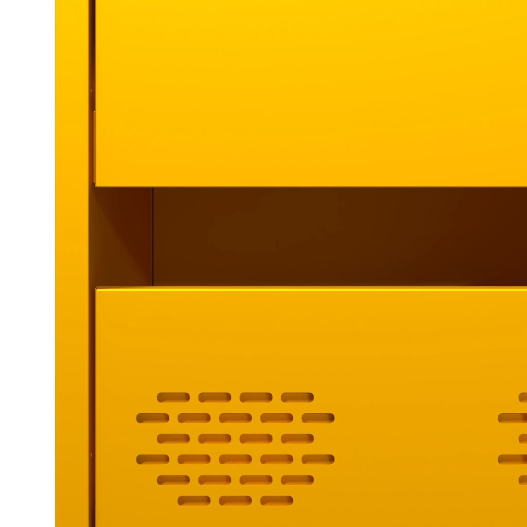 Mustard Yellow Steel Highboard - 68x39x101.5 cm Storage Unit