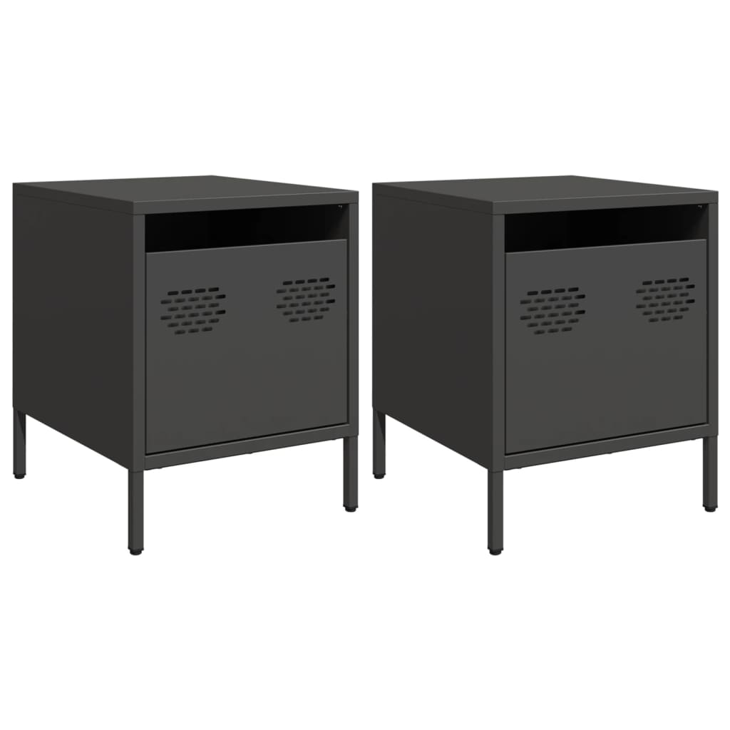 Black Steel Bedside Cabinets 2 pcs - 35x39x43.5 cm