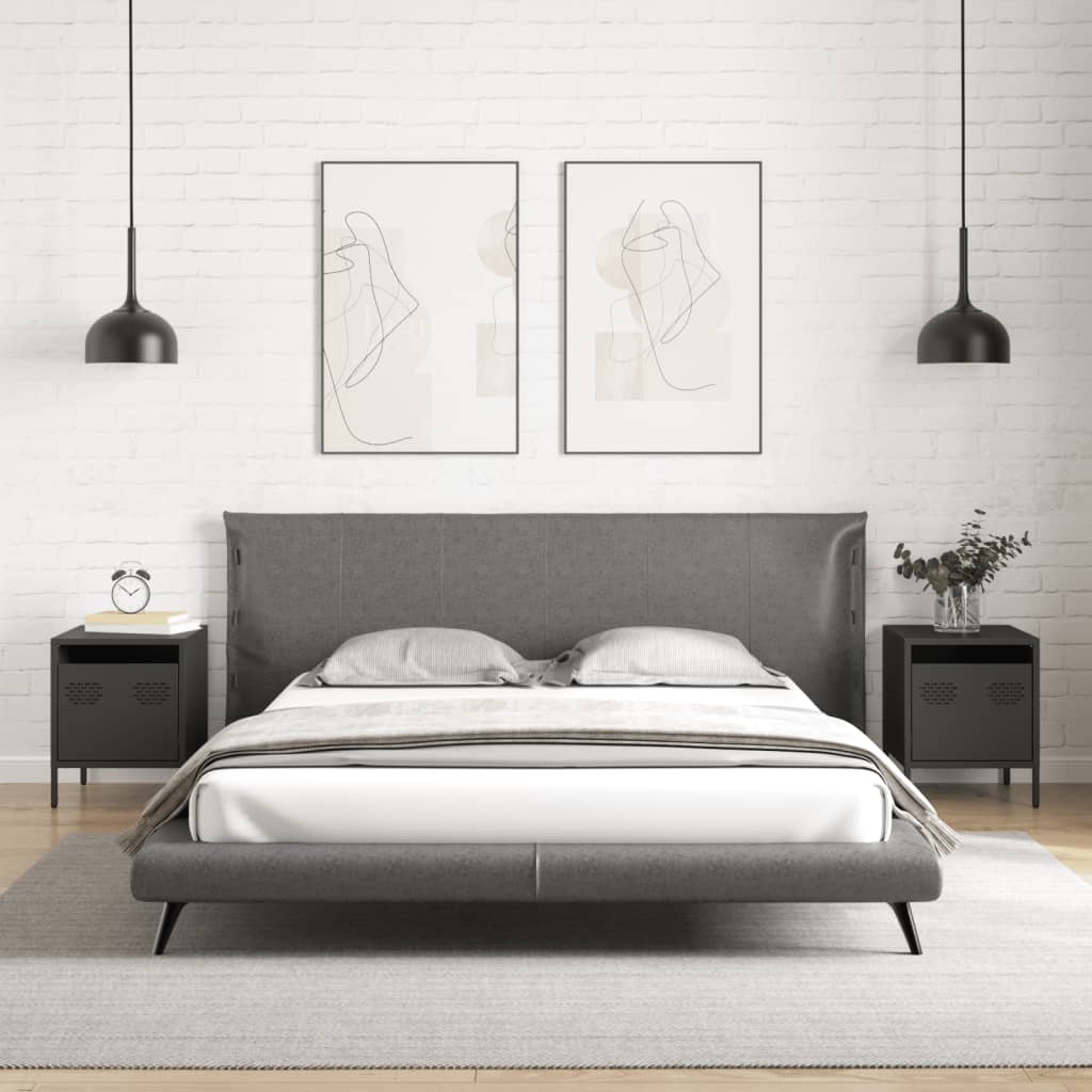 Black Steel Bedside Cabinets 2 pcs - 35x39x43.5 cm