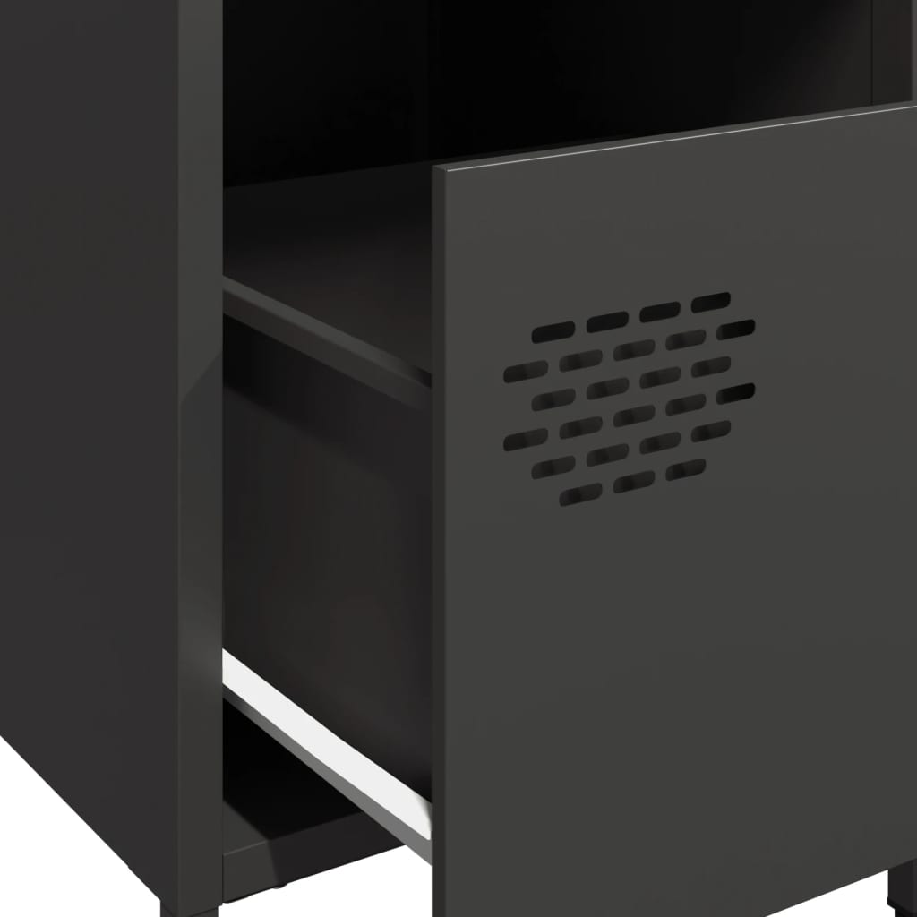 Black Steel Bedside Cabinets 2 pcs - 35x39x43.5 cm