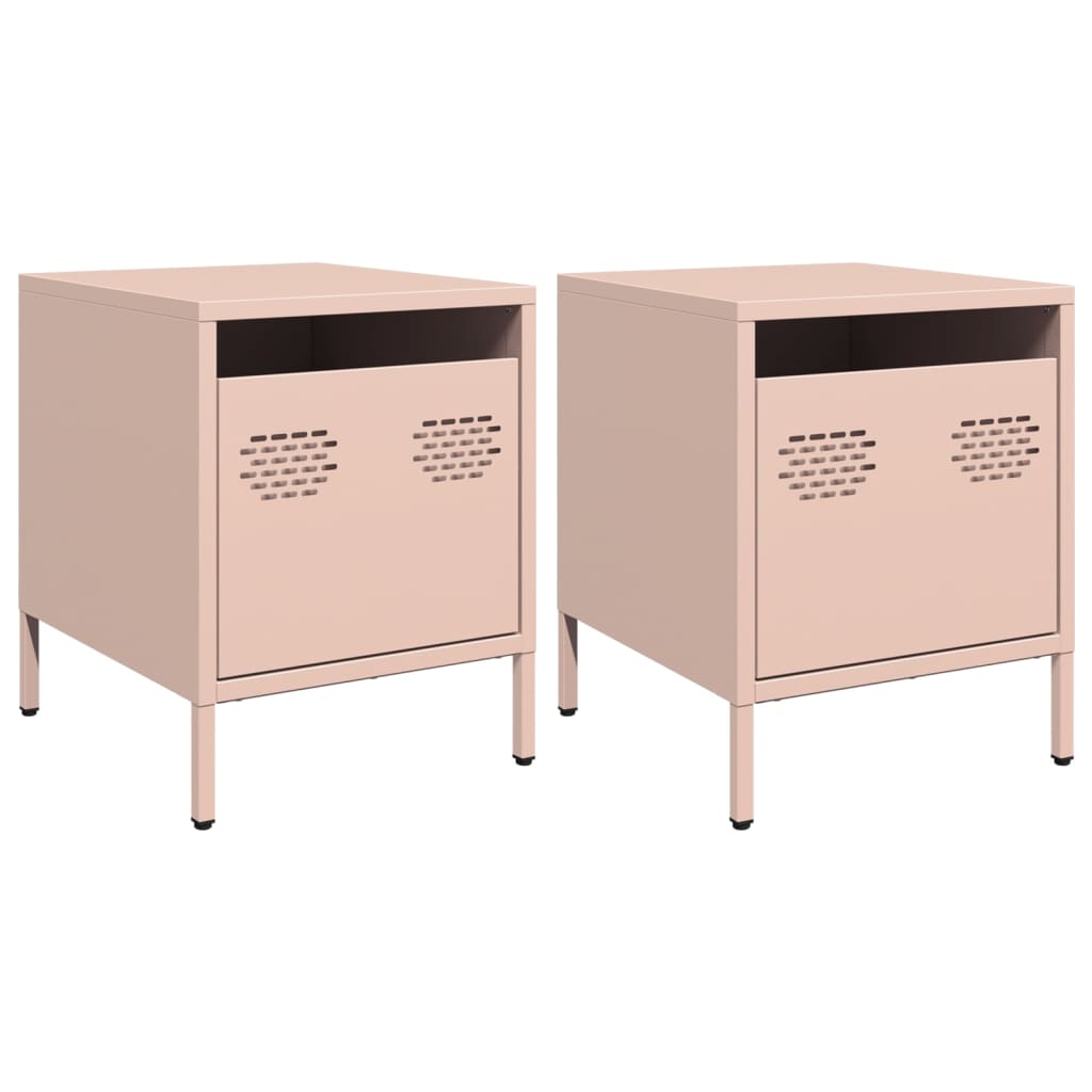 Pink Steel Bedside Cabinets Set of 2 - 35x39x43.5 cm