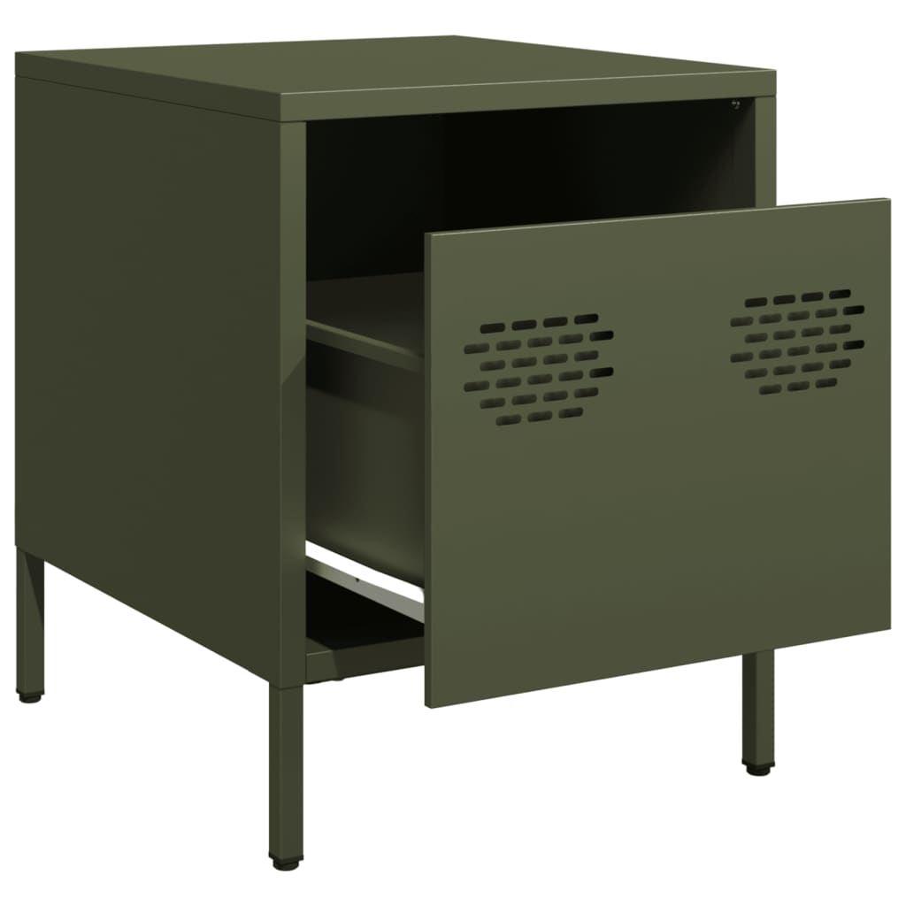 Olive Green Steel Bedside Cabinets 2pcs - 35x39x43.5 cm