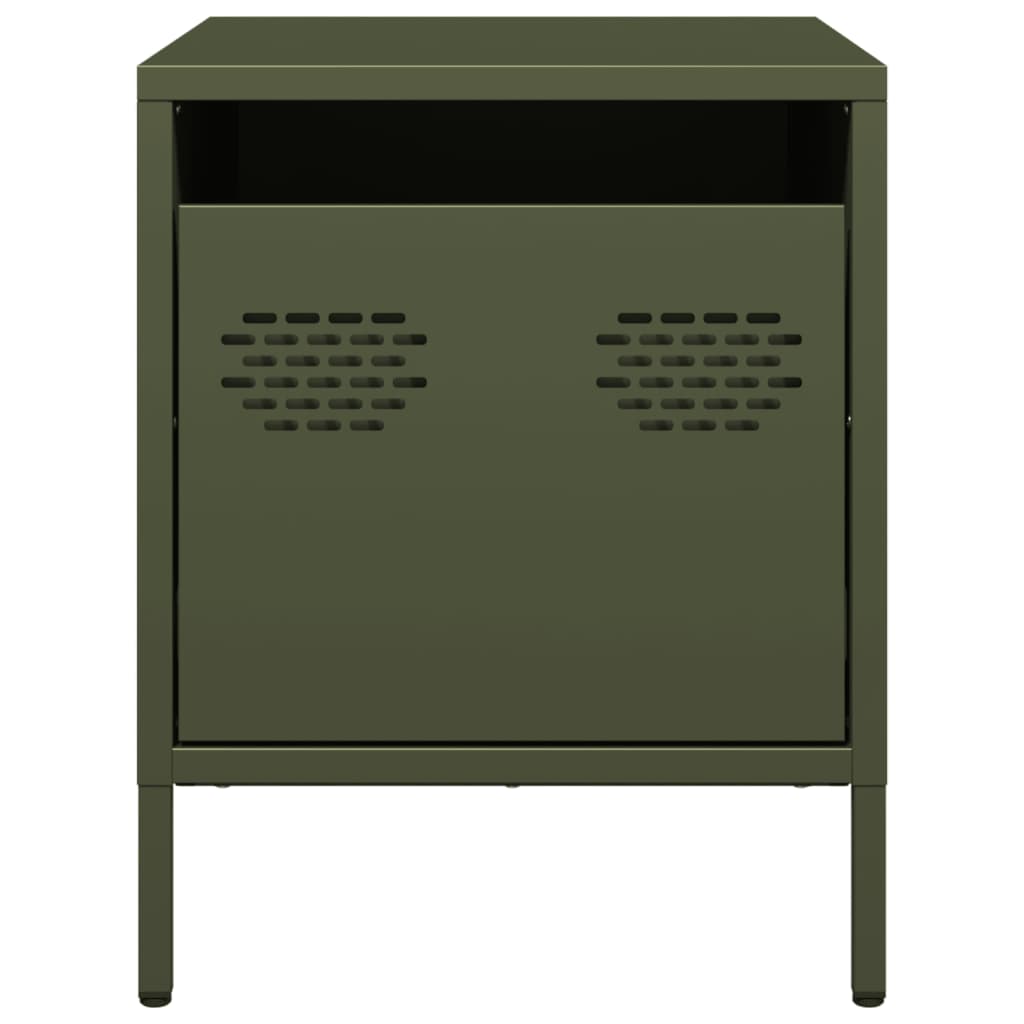 Olive Green Steel Bedside Cabinets 2pcs - 35x39x43.5 cm