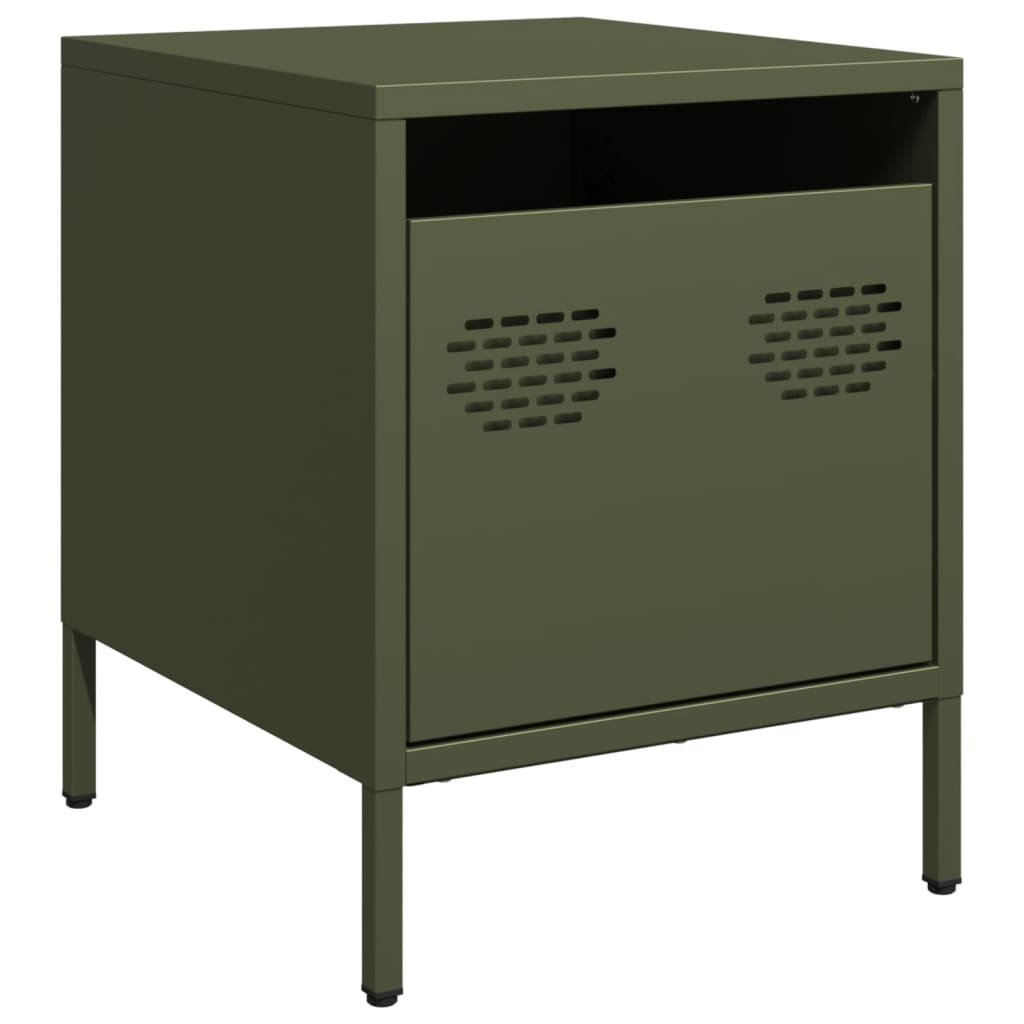 Olive Green Steel Bedside Cabinets 2pcs - 35x39x43.5 cm