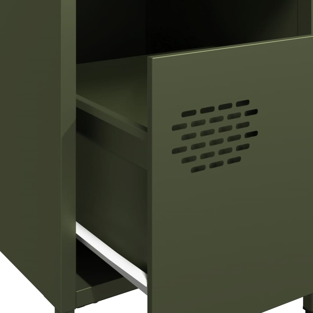 Olive Green Steel Bedside Cabinets 2pcs - 35x39x43.5 cm