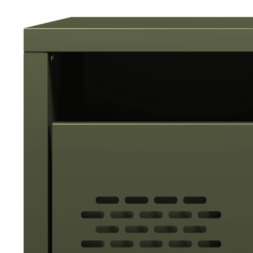 Olive Green Steel Bedside Cabinets 2pcs - 35x39x43.5 cm