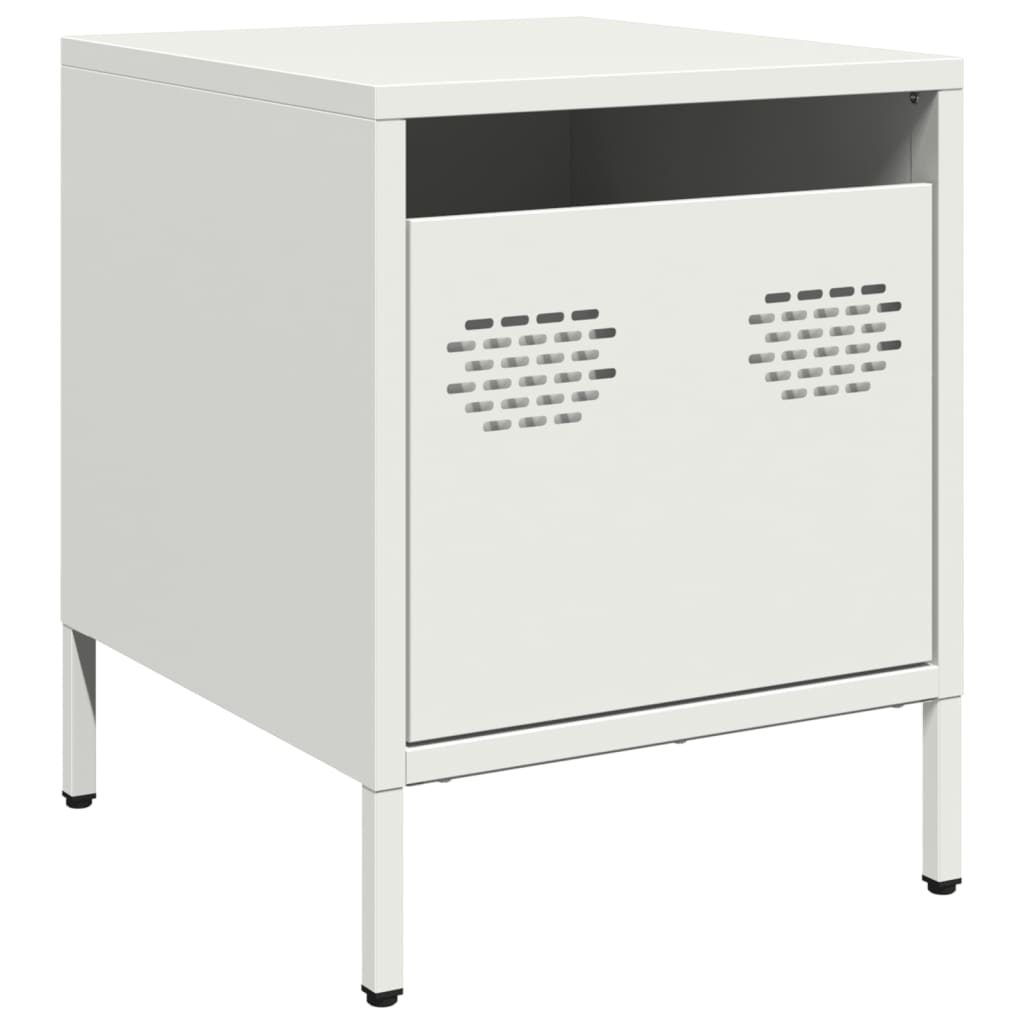 White Steel Bedside Cabinet - Compact 35x39x43.5 cm Design