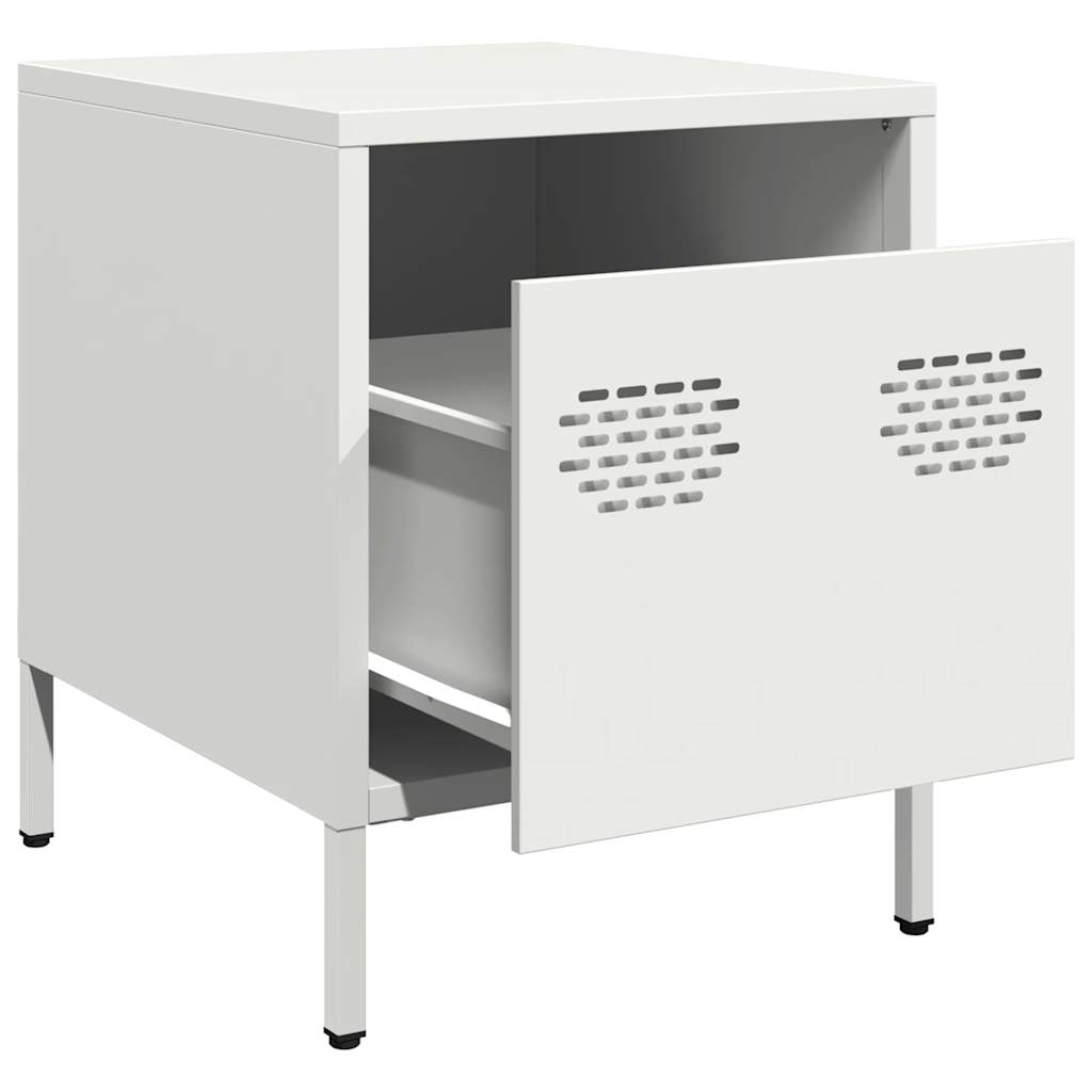 White Steel Bedside Cabinet - Compact 35x39x43.5 cm Design