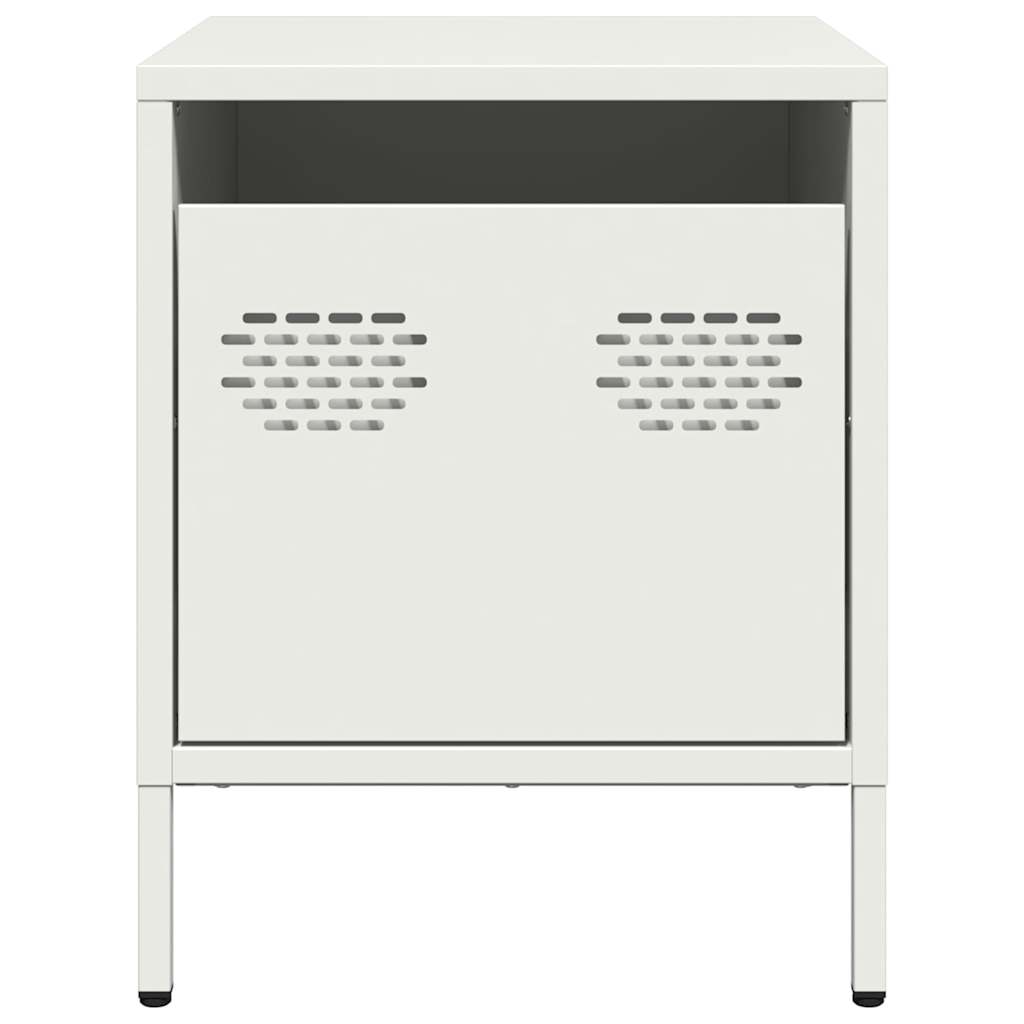 White Steel Bedside Cabinet - Compact 35x39x43.5 cm Design