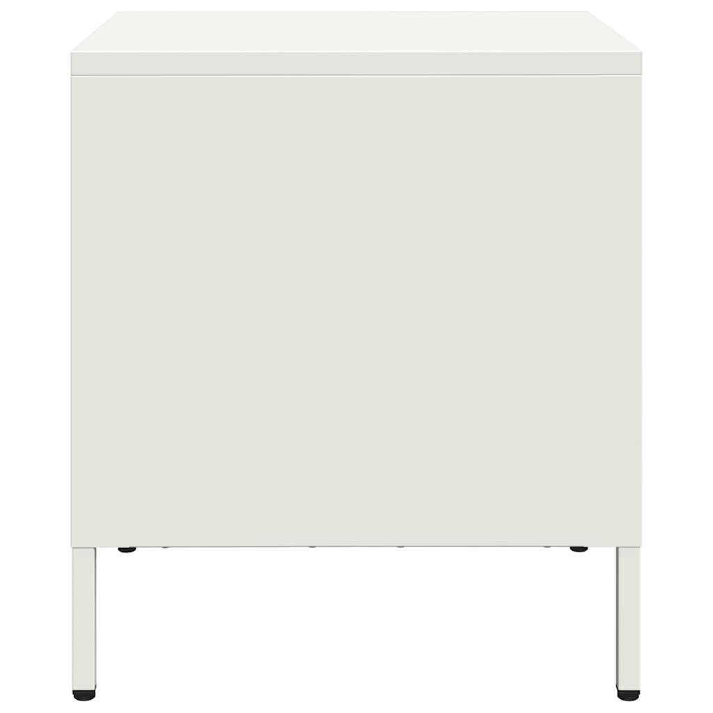White Steel Bedside Cabinet - Compact 35x39x43.5 cm Design