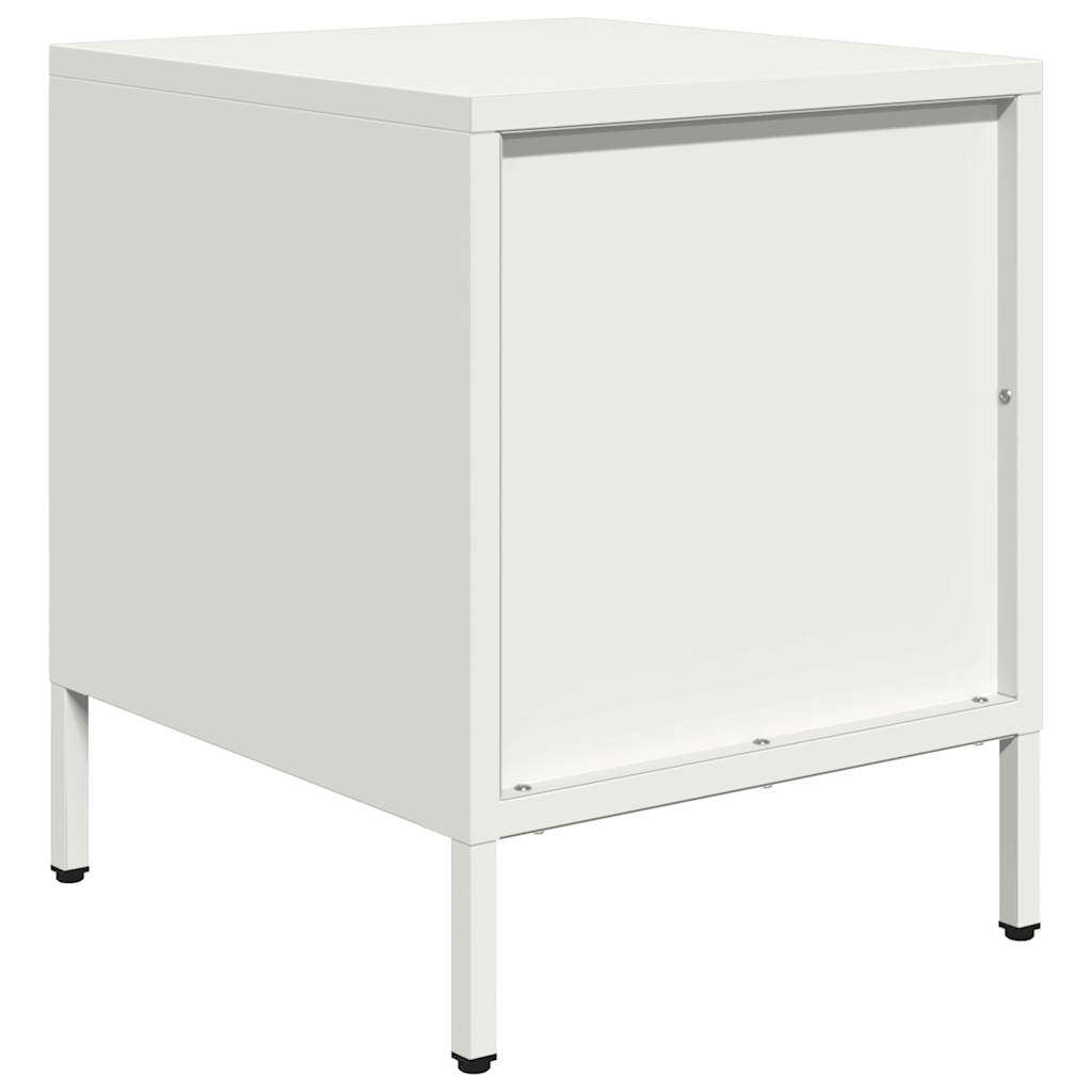 White Steel Bedside Cabinet - Compact 35x39x43.5 cm Design